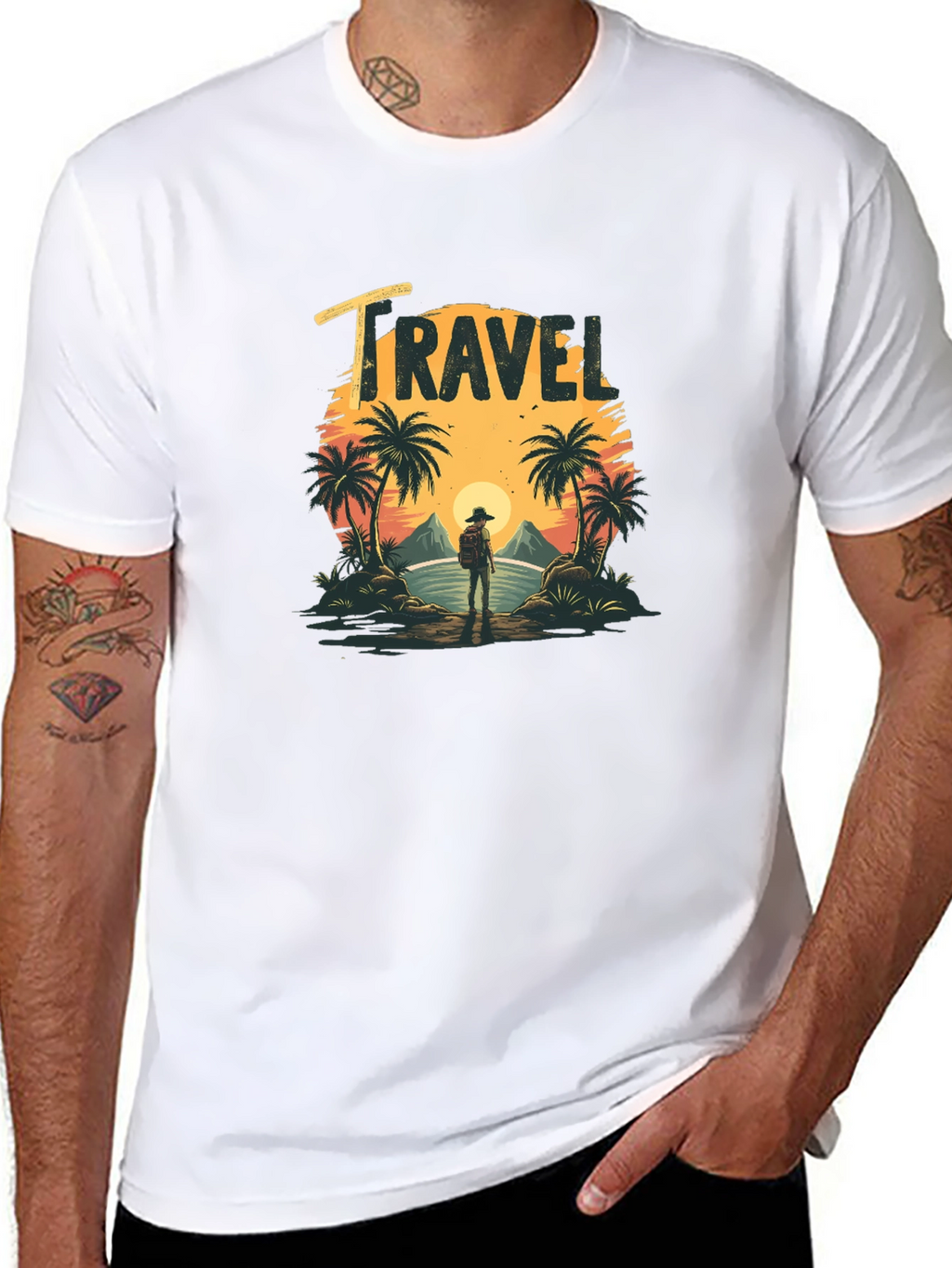 Travel T-Shirt: Tropical Island Sunset Design
