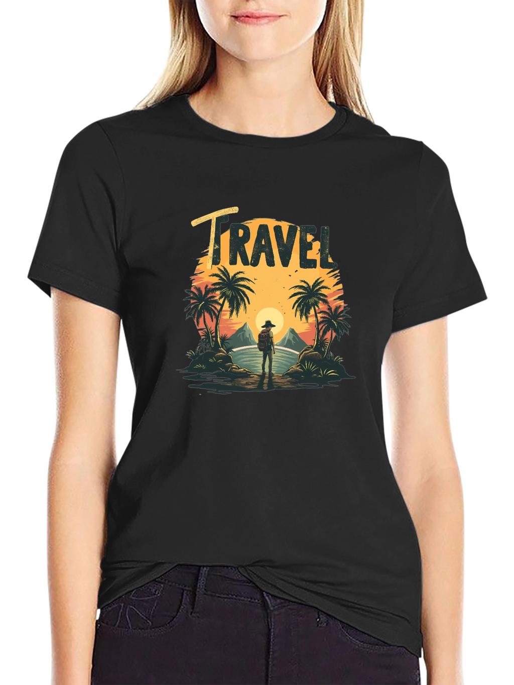 Travel T-Shirt: Tropical Island Sunset Design