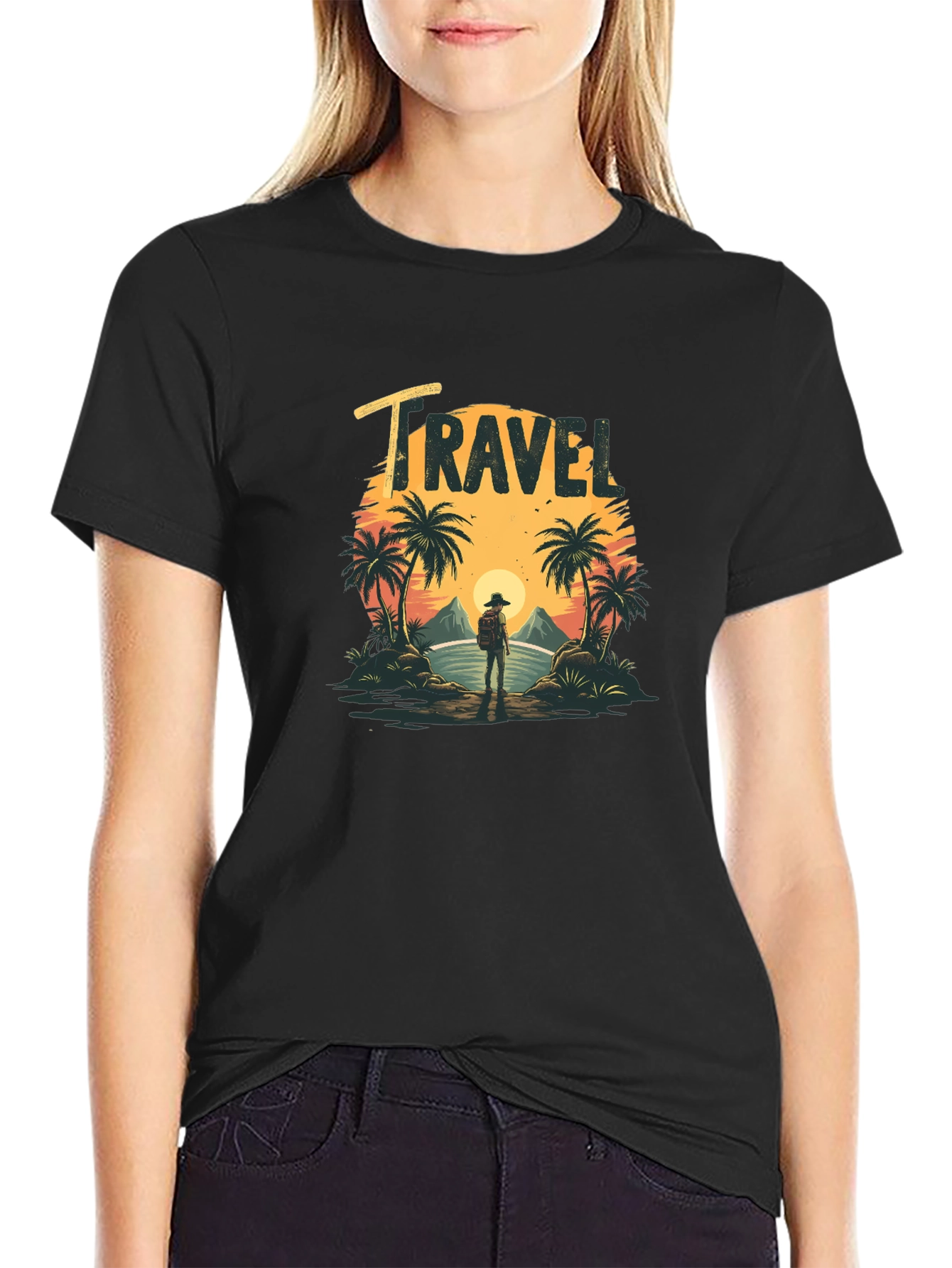 Travel T-Shirt: Tropical Island Sunset Design