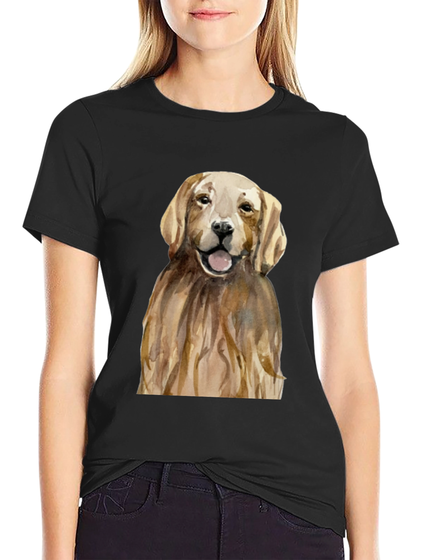 Golden Retriever Graphic Tee - Mens Black T-Shirt