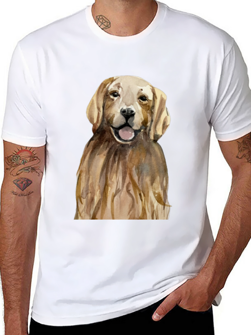Golden Retriever Graphic Tee - Mens Black T-Shirt