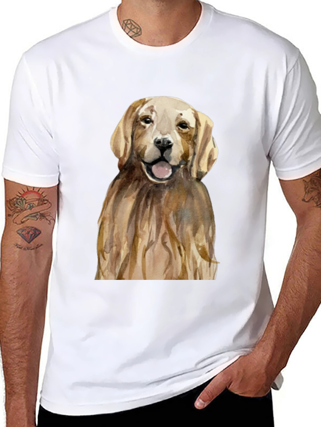Golden Retriever Graphic Tee - Mens Black T-Shirt
