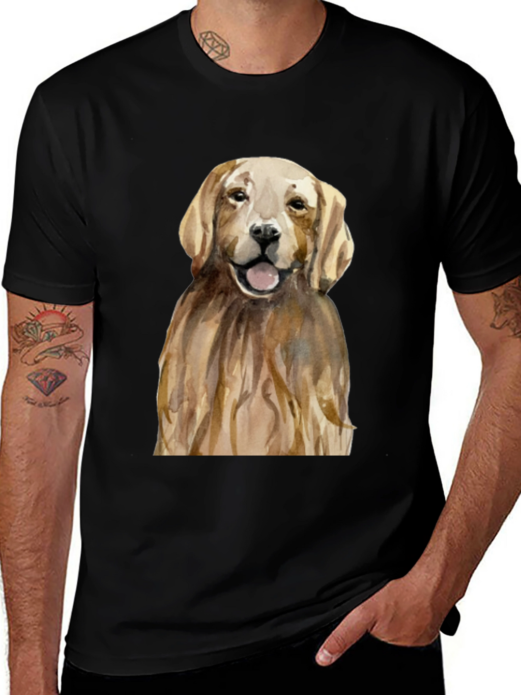 Golden Retriever Graphic Tee - Mens Black T-Shirt