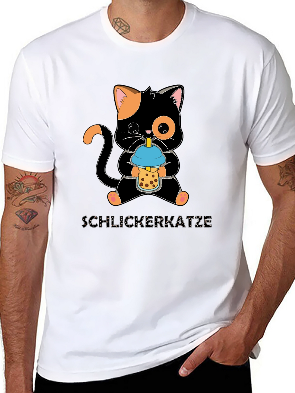 Cute Cat Bubble Tea Graphic T-Shirt