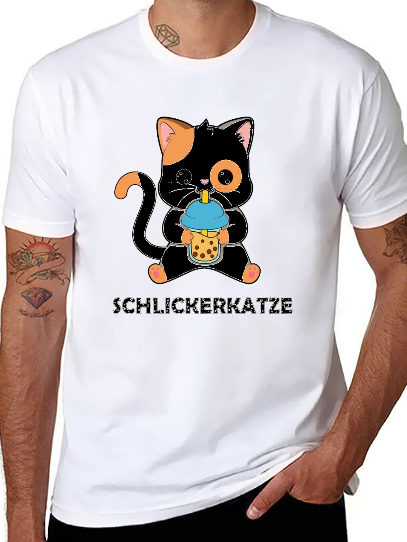 Cute Cat Bubble Tea Graphic T-Shirt
