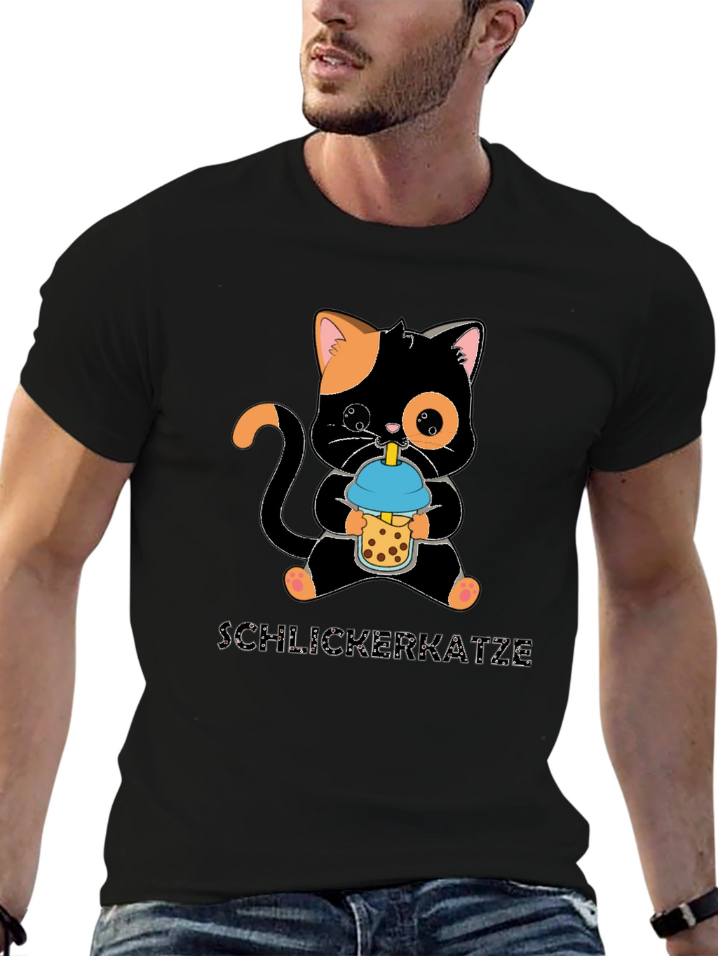 Cute Cat Bubble Tea Graphic T-Shirt