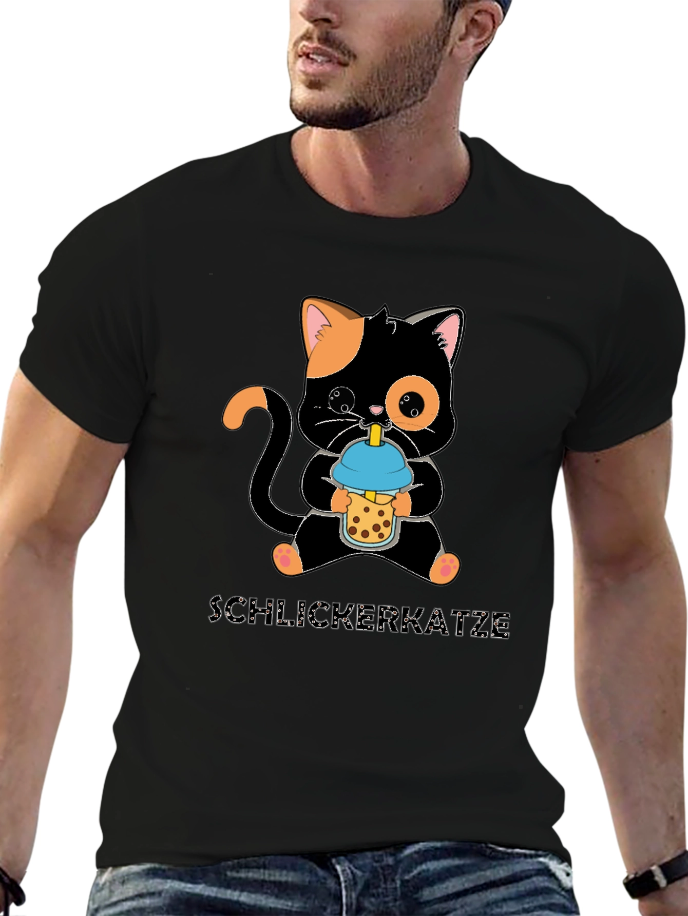 Cute Cat Bubble Tea Graphic T-Shirt