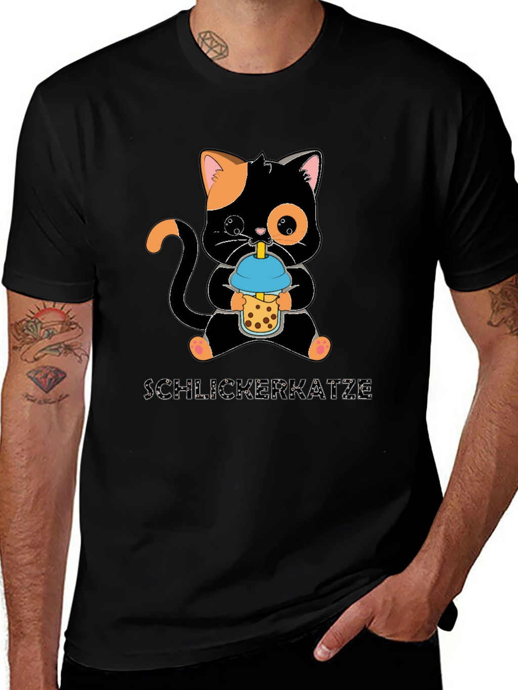 Cute Cat Bubble Tea Graphic T-Shirt