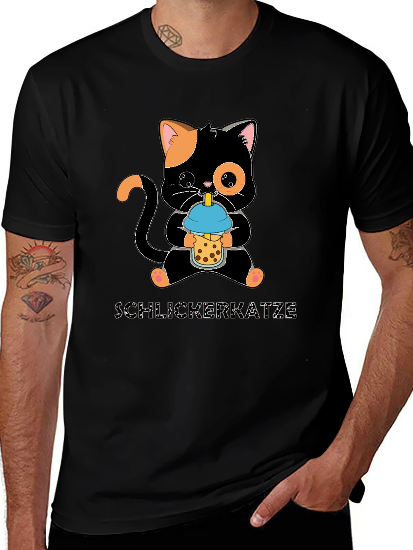 Cute Cat Bubble Tea Graphic T-Shirt