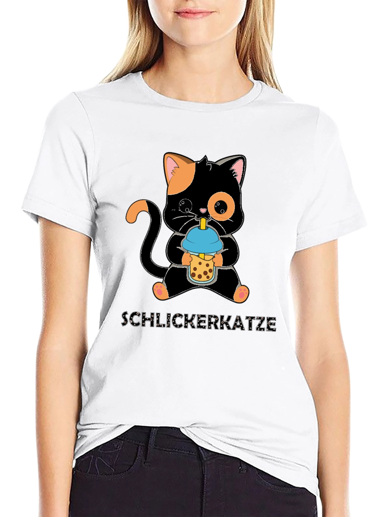 Cute Cat Bubble Tea Graphic T-Shirt