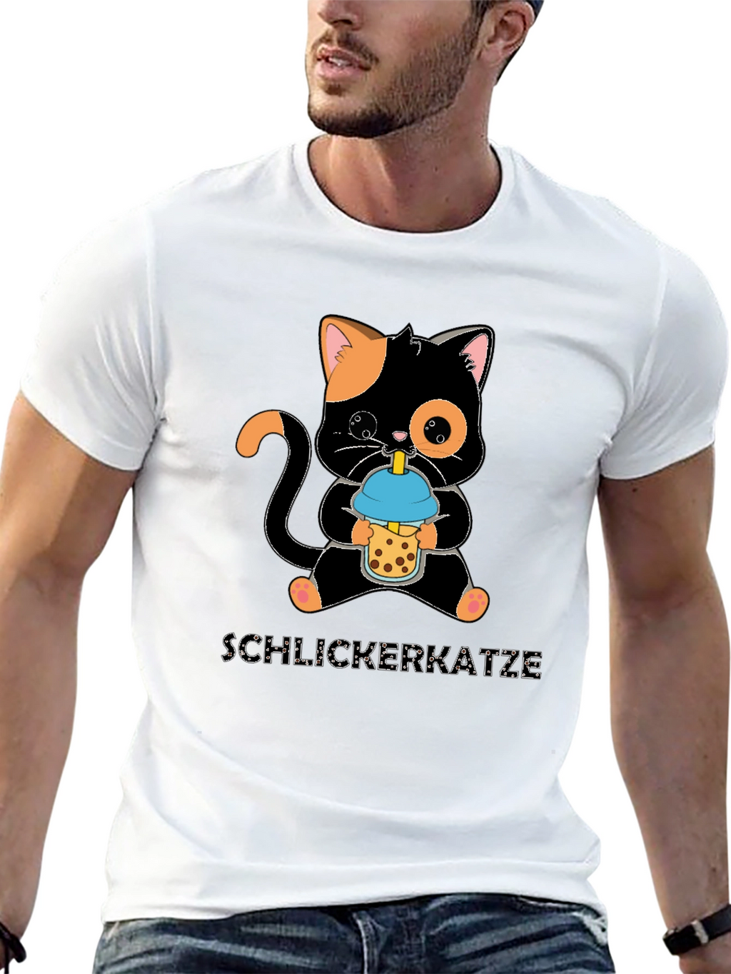 Cute Cat Bubble Tea Graphic T-Shirt