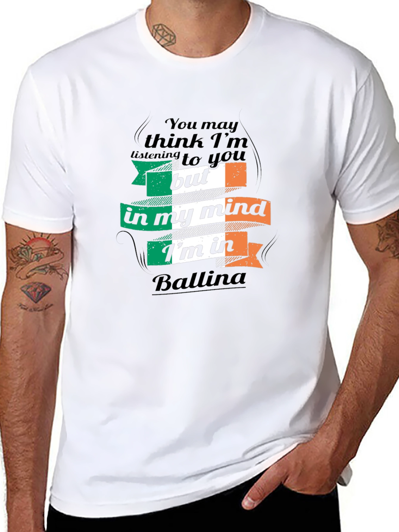 Irish Flag Ballina T-Shirt - Funny Novelty Design