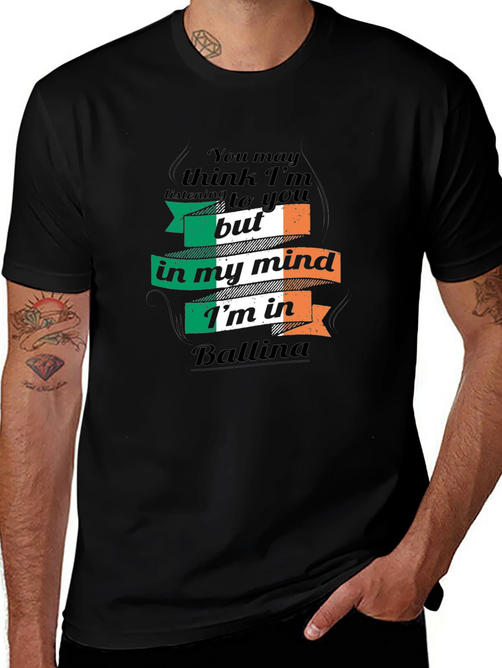 Irish Flag Ballina T-Shirt - Funny Novelty Design