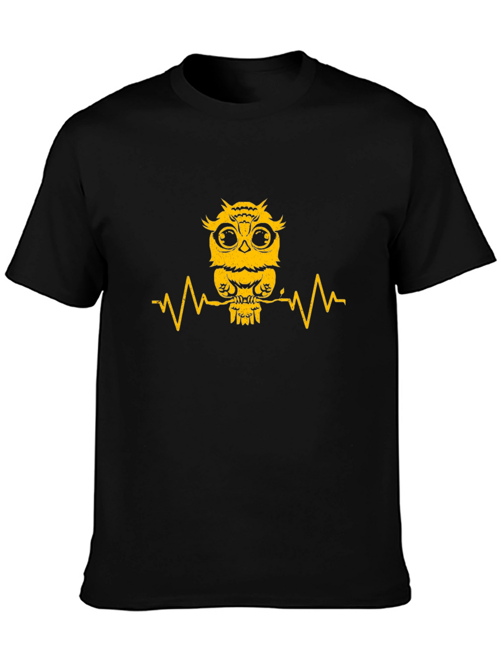 Owl Heartbeat Graphic Tee - Mens Black T-Shirt