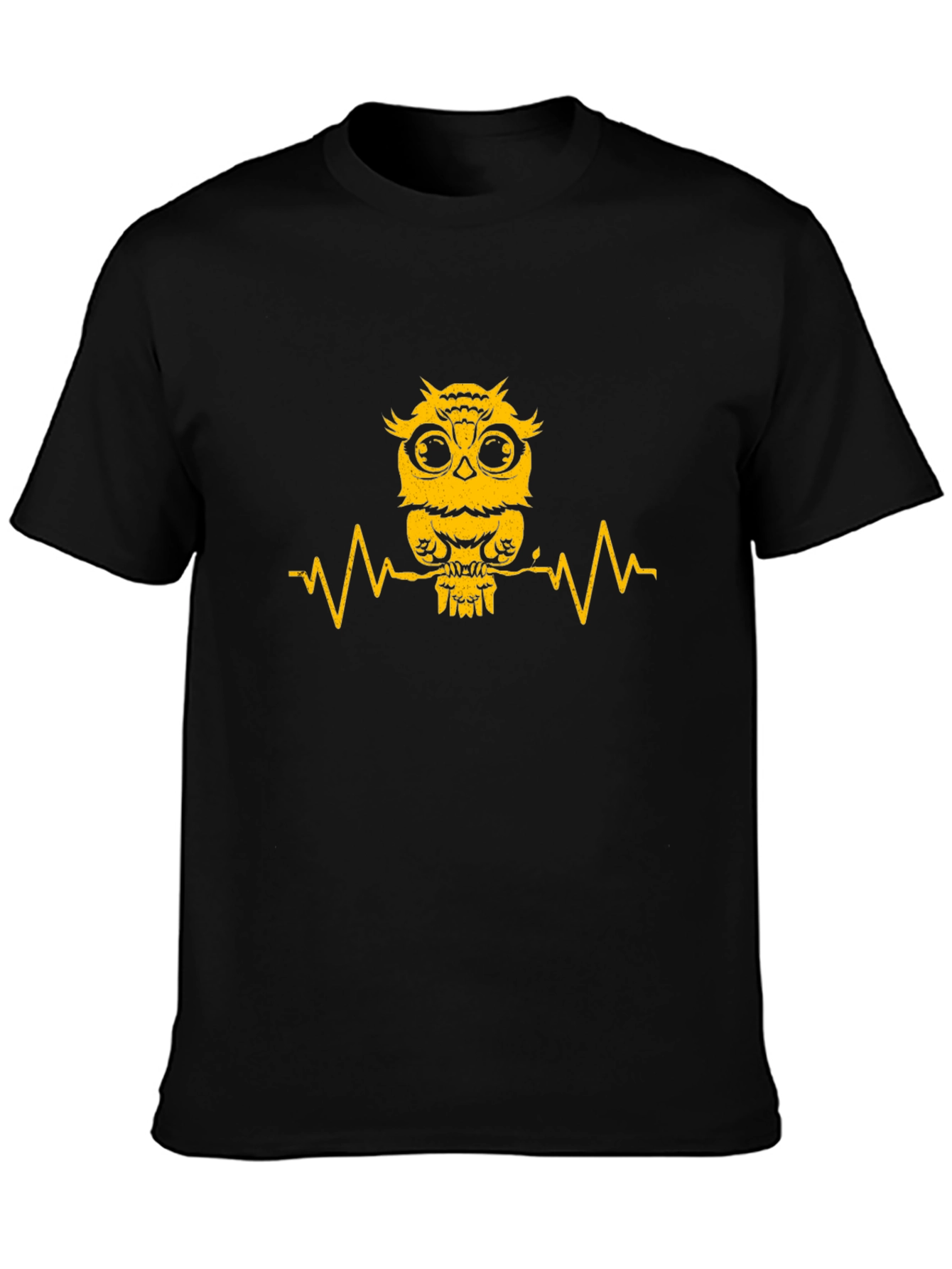 Owl Heartbeat Graphic Tee - Mens Black T-Shirt