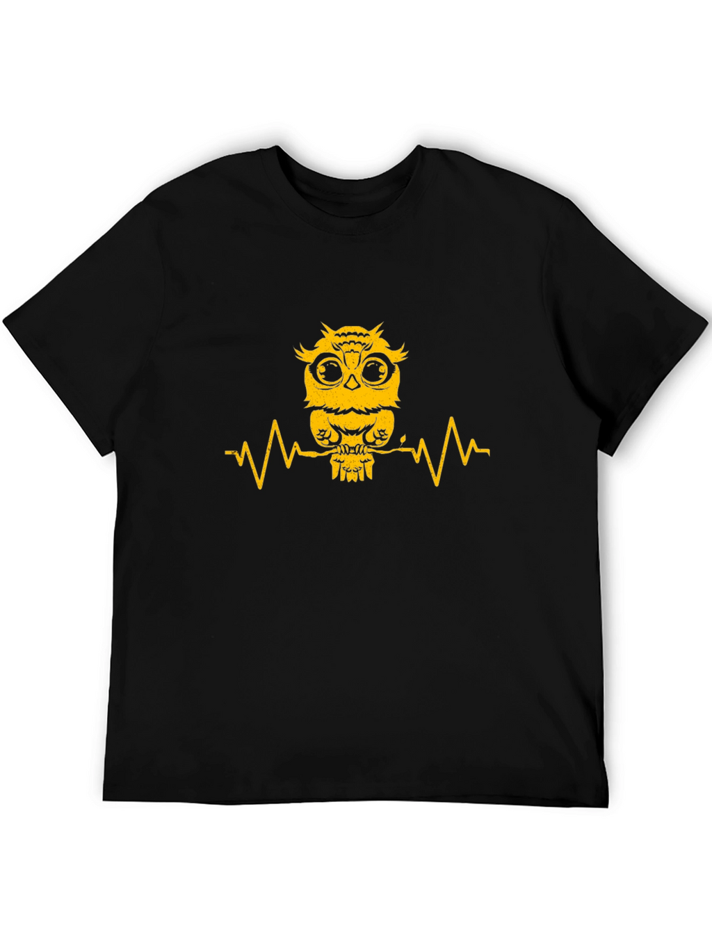 Owl Heartbeat Graphic Tee - Mens Black T-Shirt