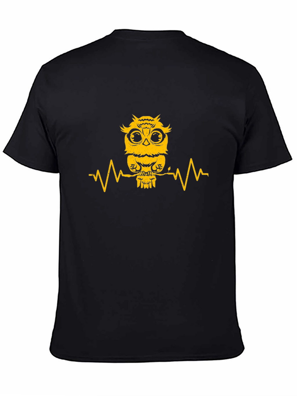 Owl Heartbeat Graphic Tee - Mens Black T-Shirt