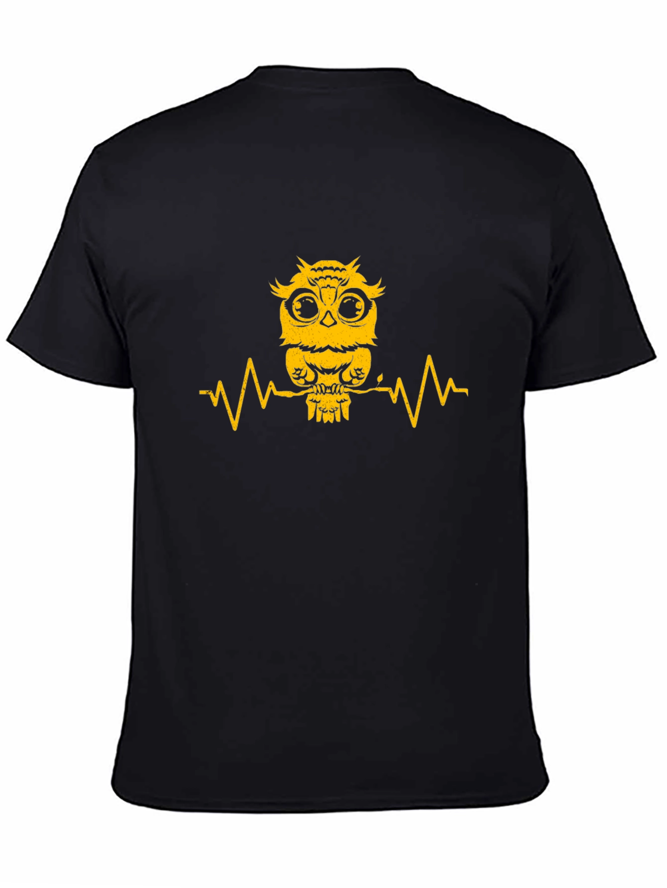 Owl Heartbeat Graphic Tee - Mens Black T-Shirt