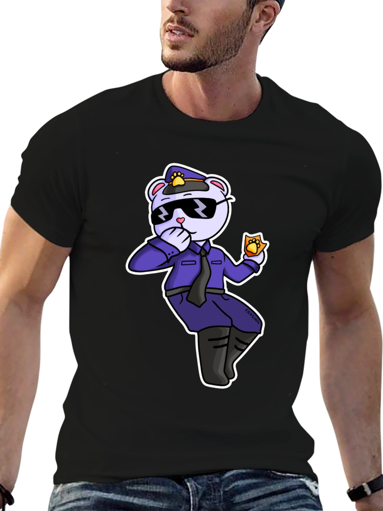 Cool Cartoon Bear Police T-Shirt