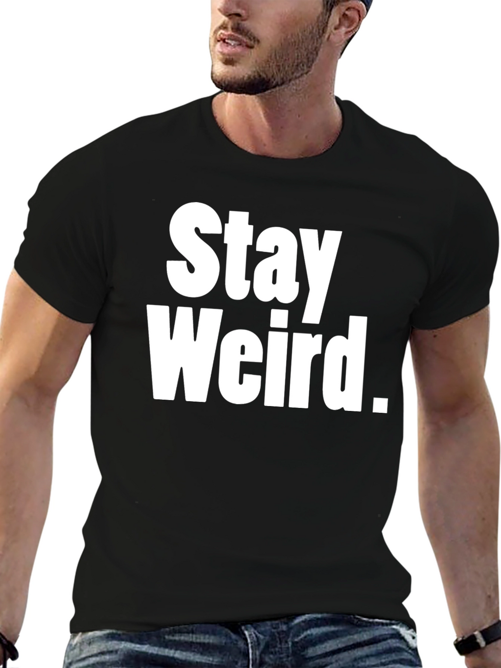 Stay Weird Graphic Tee - Black Cotton T-Shirt