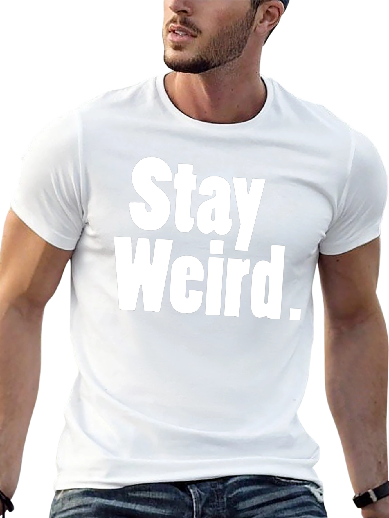 Stay Weird Graphic Tee - Black Cotton T-Shirt