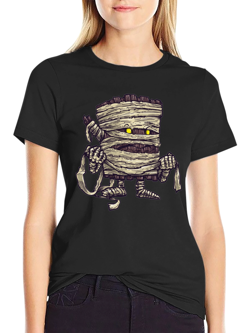 Mummy Graphic Print Black T-Shirt