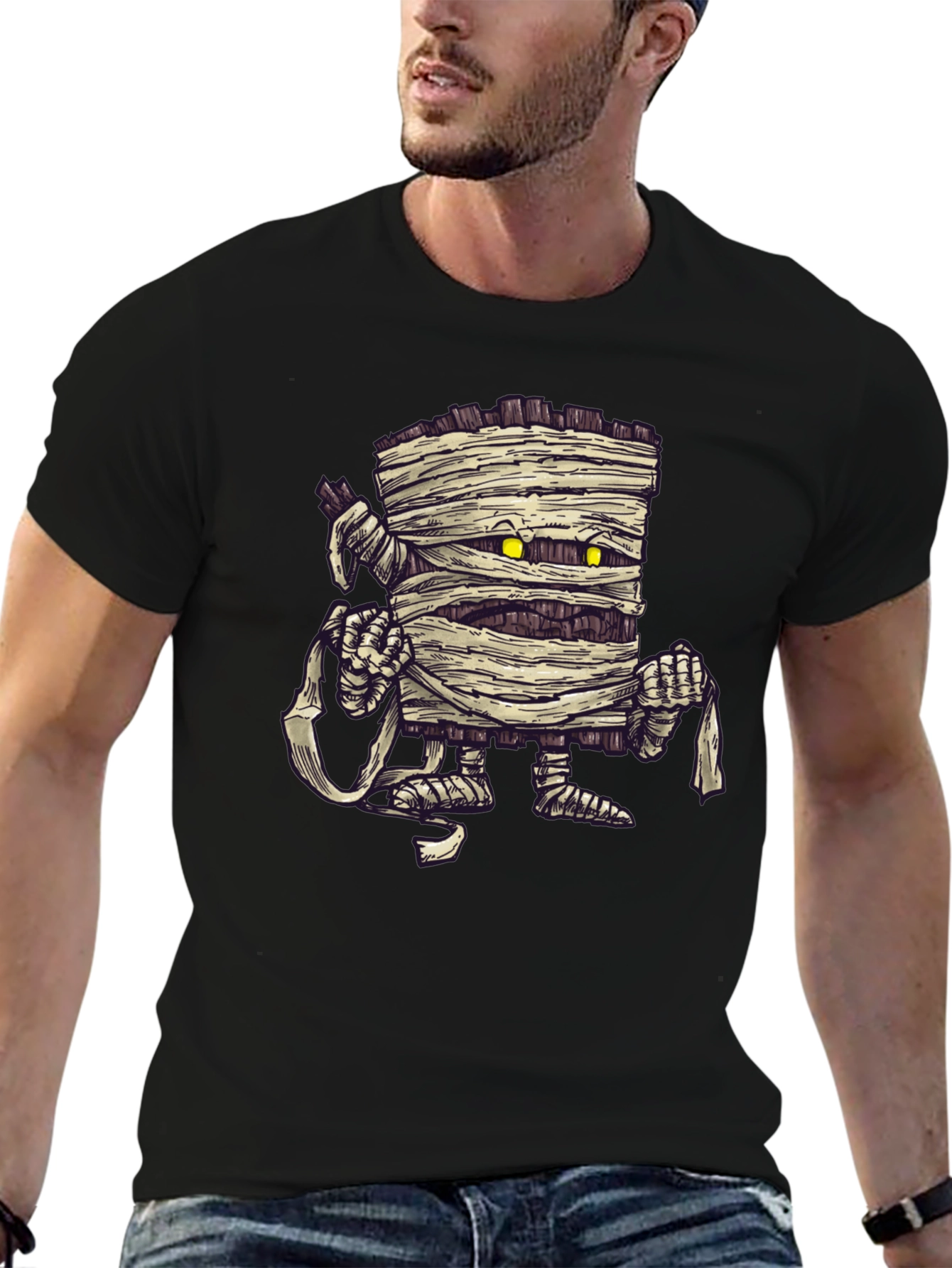 Mummy Graphic Print Black T-Shirt