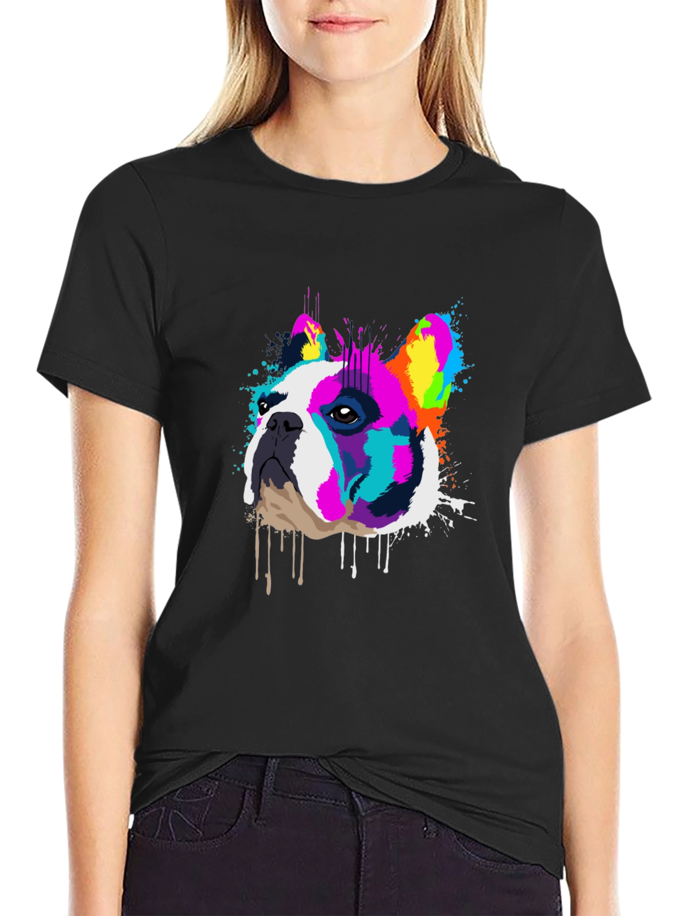 Colorful French Bulldog Graphic T-Shirt
