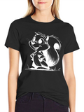 Squirrel Cartoon Graphic Black T-Shirt
