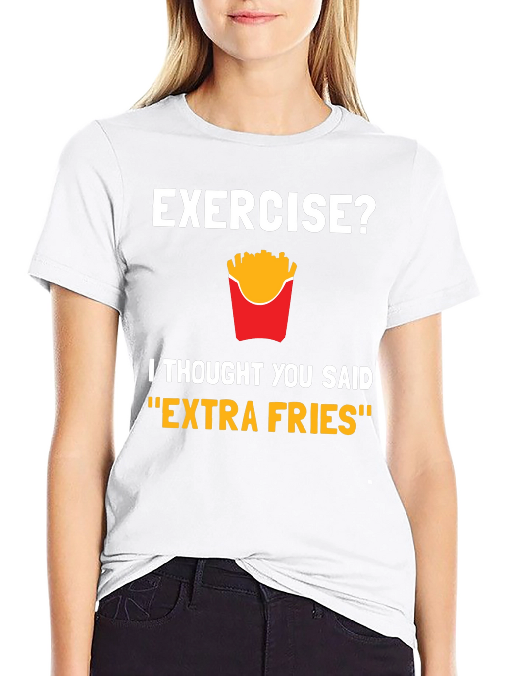 Funny Exercise Extra Fries Graphic T-Shirt