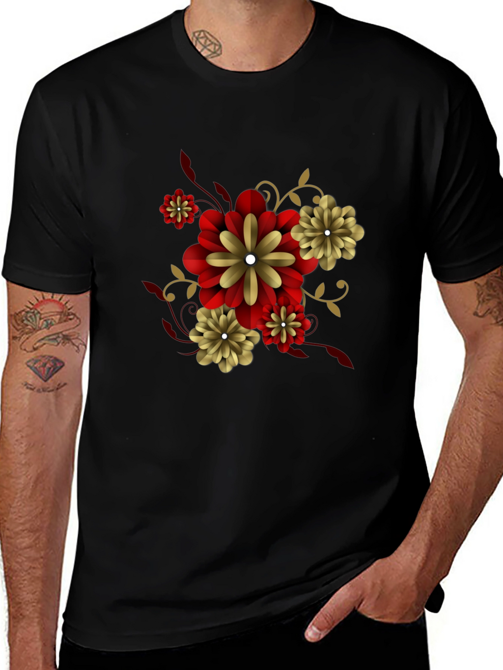Black Floral T-Shirt - Stylish Graphic Tee