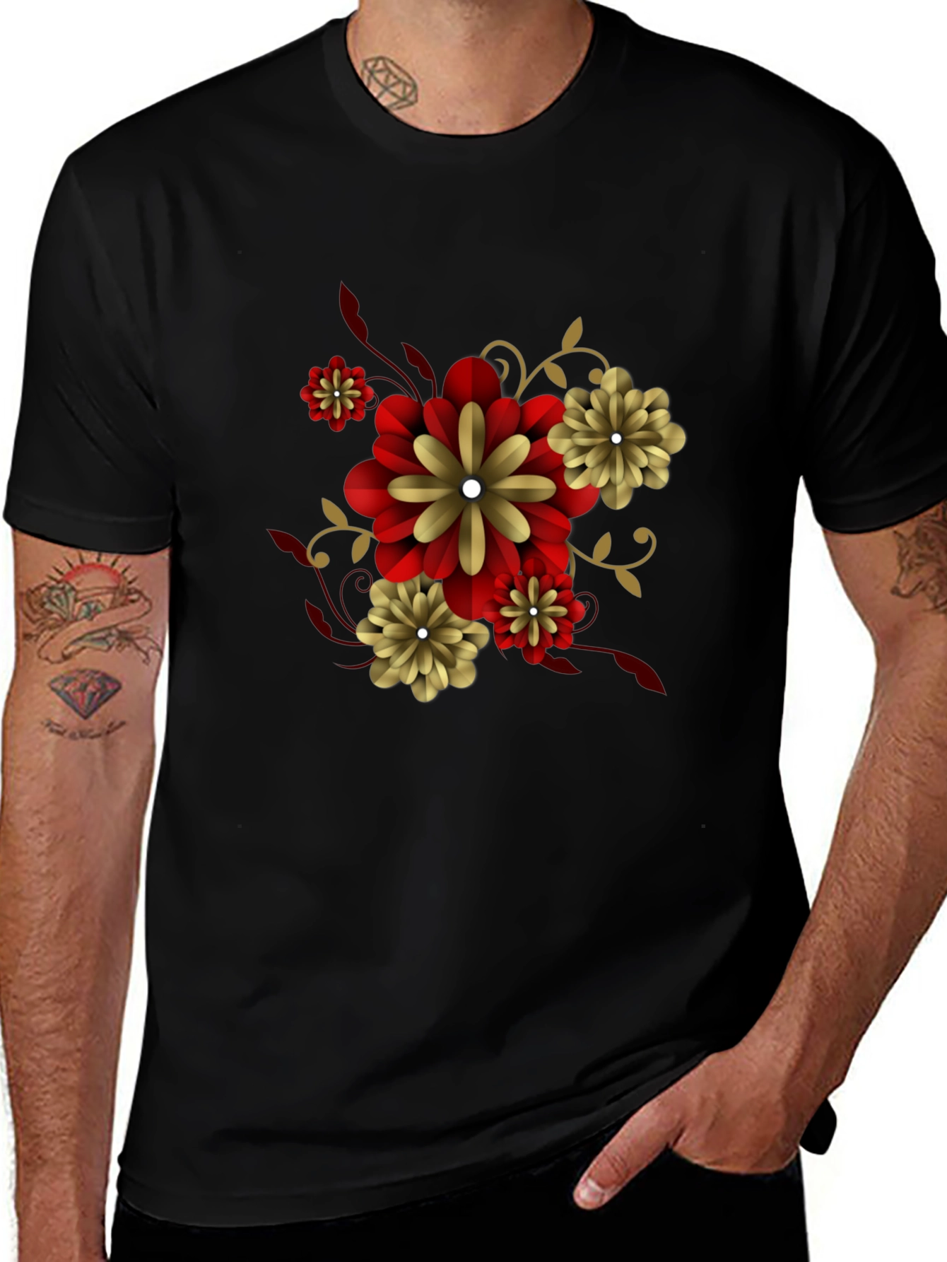 Black Floral T-Shirt - Stylish Graphic Tee
