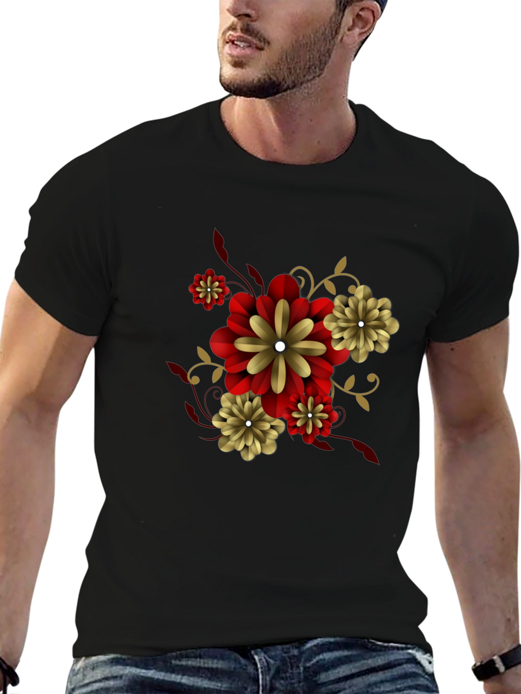 Black Floral T-Shirt - Stylish Graphic Tee