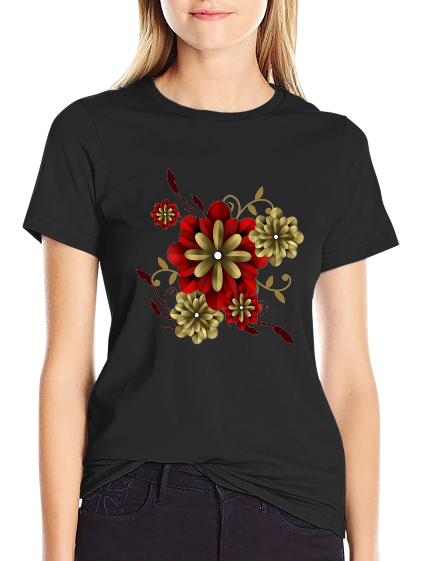 Black Floral T-Shirt - Stylish Graphic Tee