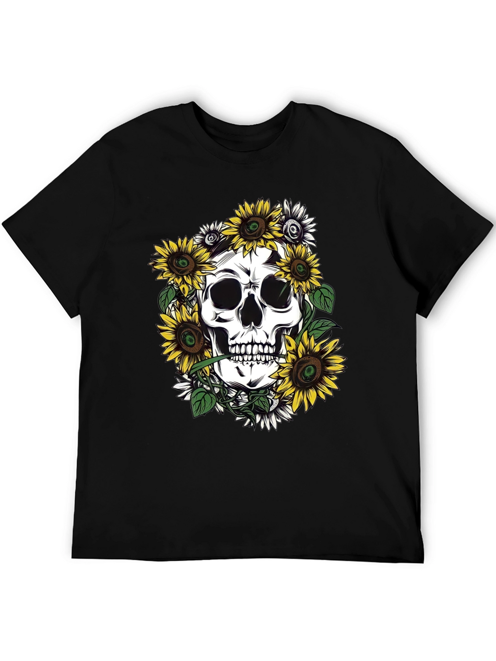 Skull and Sunflower Graphic Tee