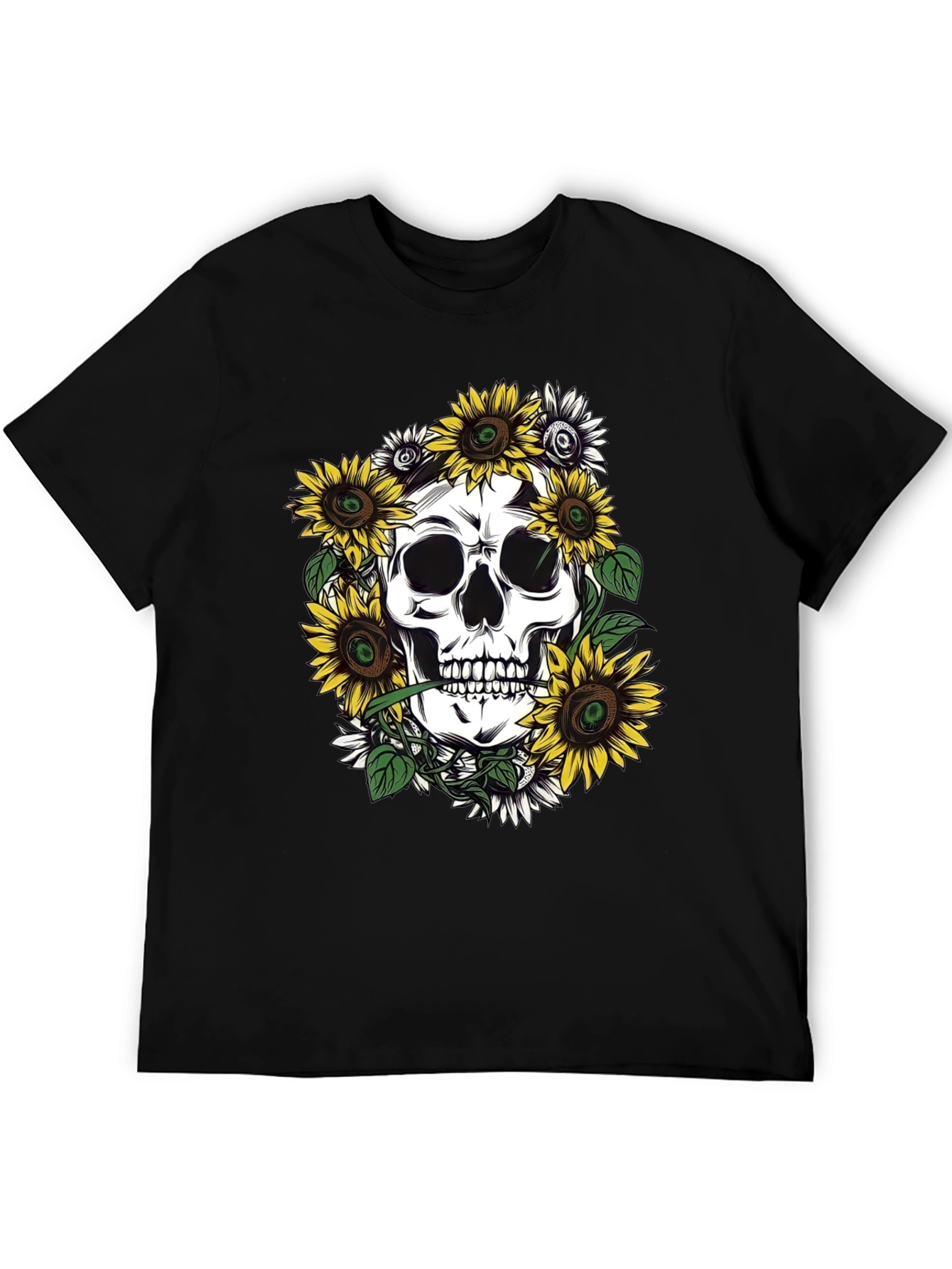 Skull and Sunflower Graphic Tee