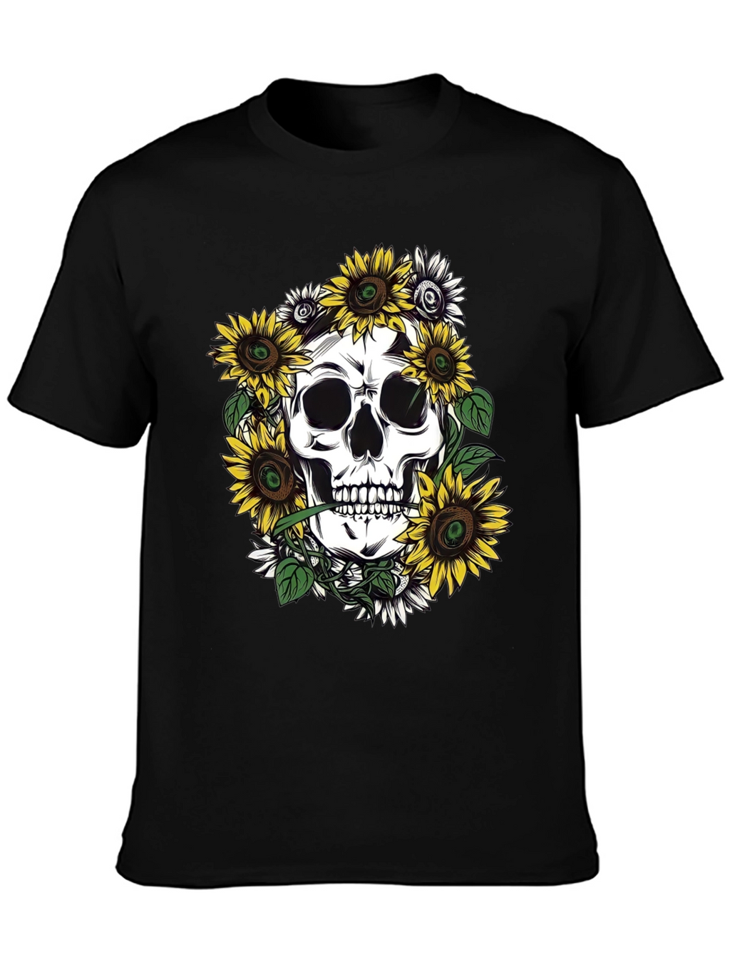 Skull and Sunflower Graphic Tee