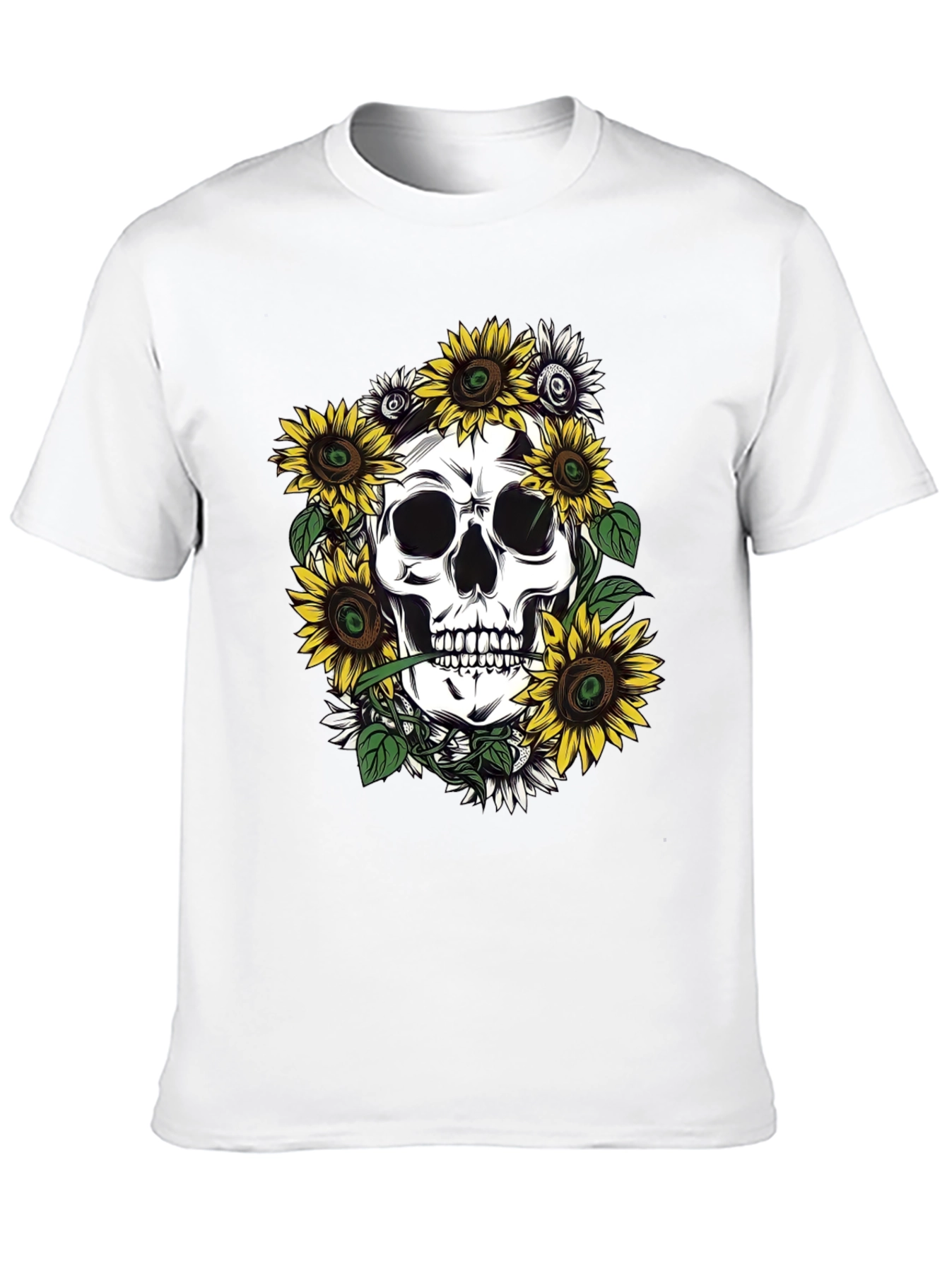 Skull and Sunflower Graphic Tee