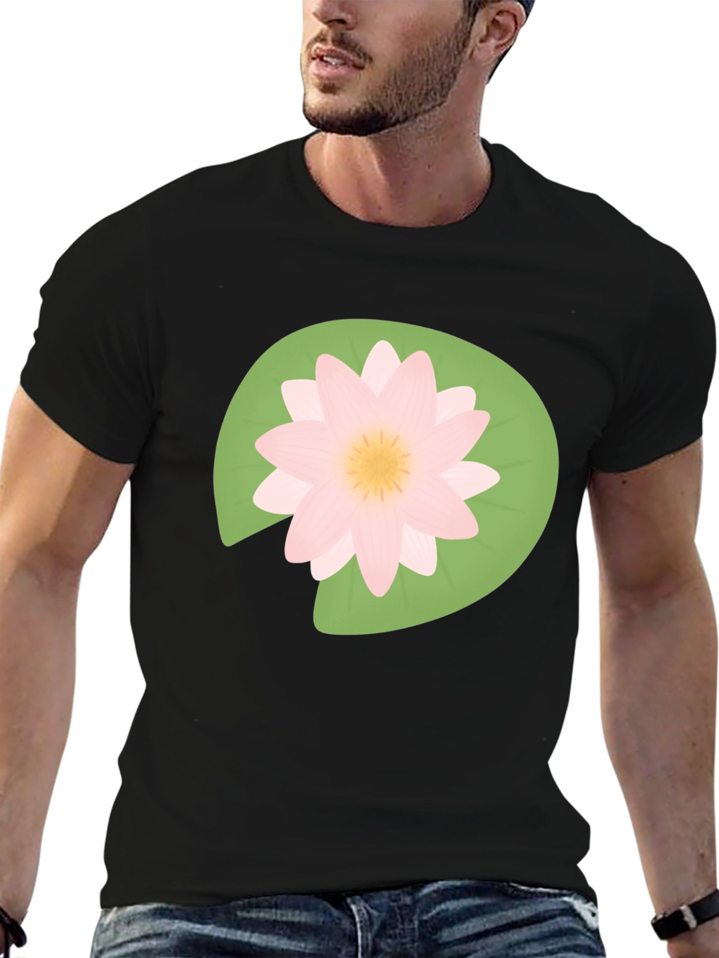 Lotus Flower Graphic T-Shirt - Black