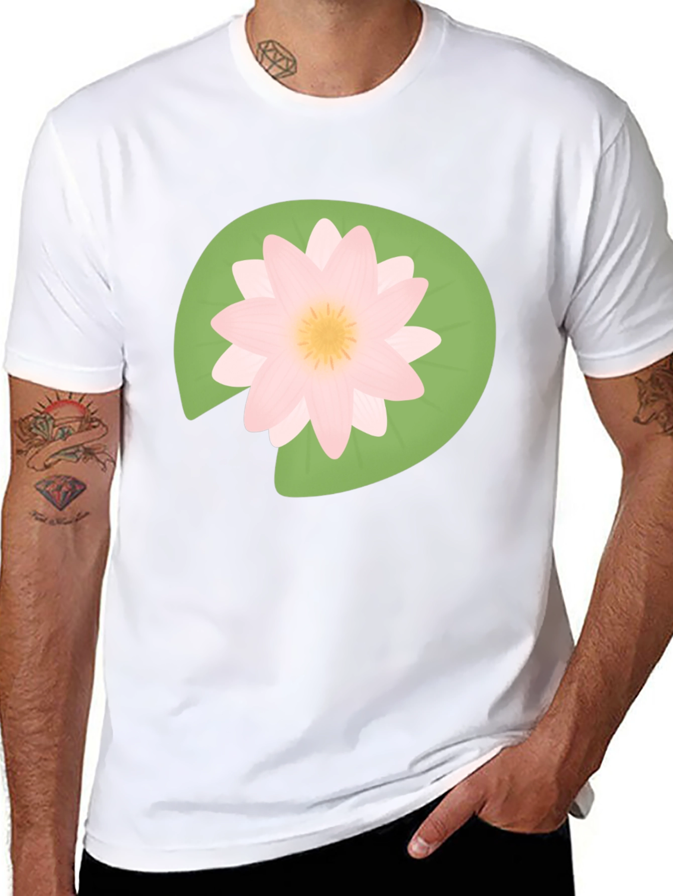 Lotus Flower Graphic T-Shirt - Black