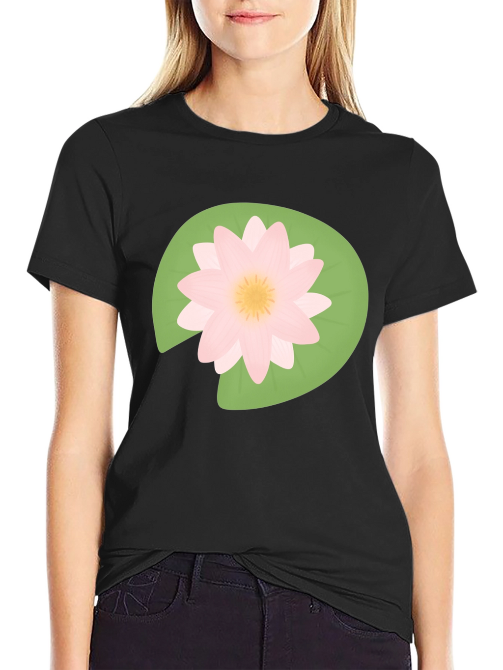 Lotus Flower Graphic T-Shirt - Black