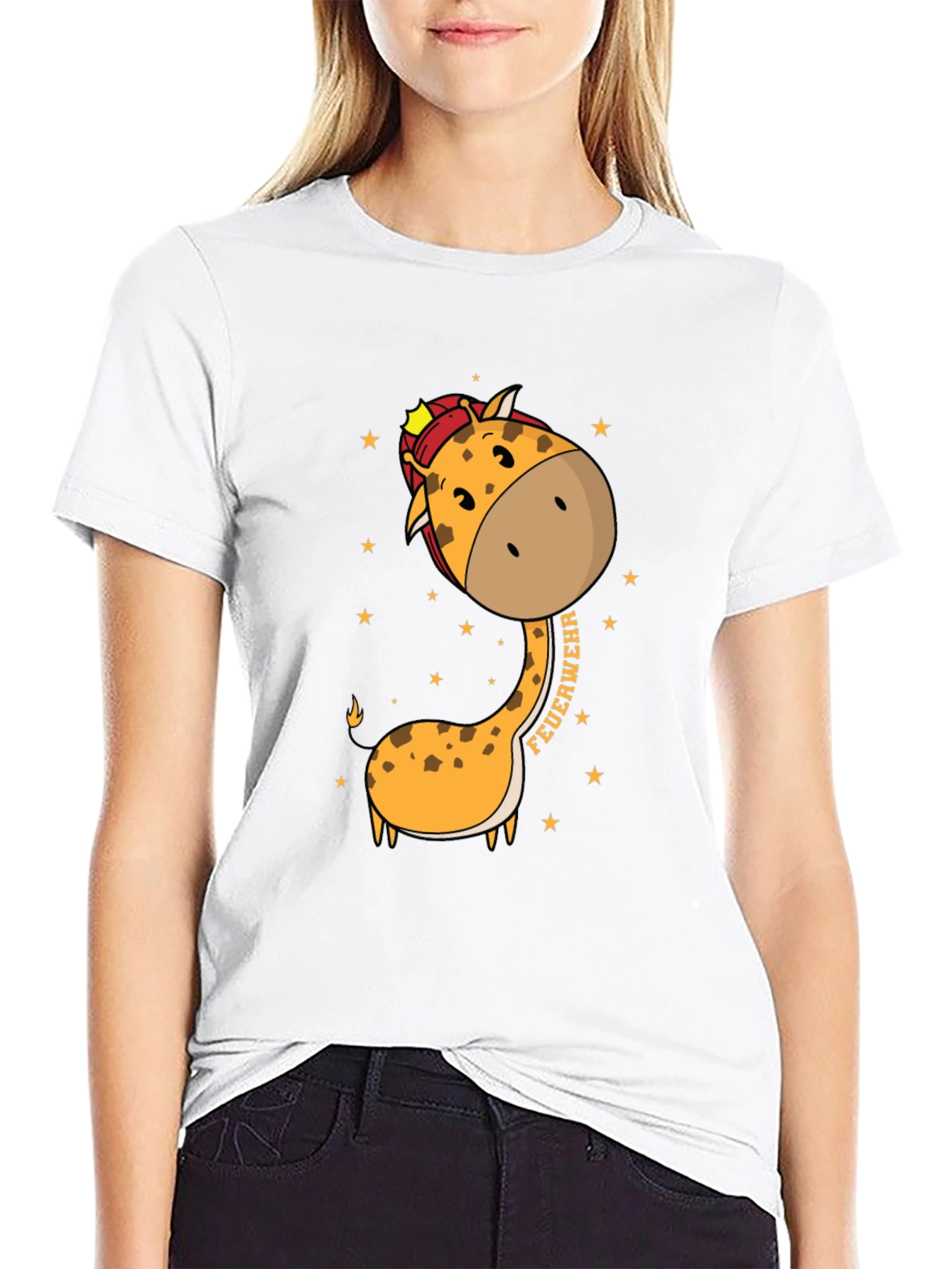 Firefighter Giraffe Graphic T-Shirt