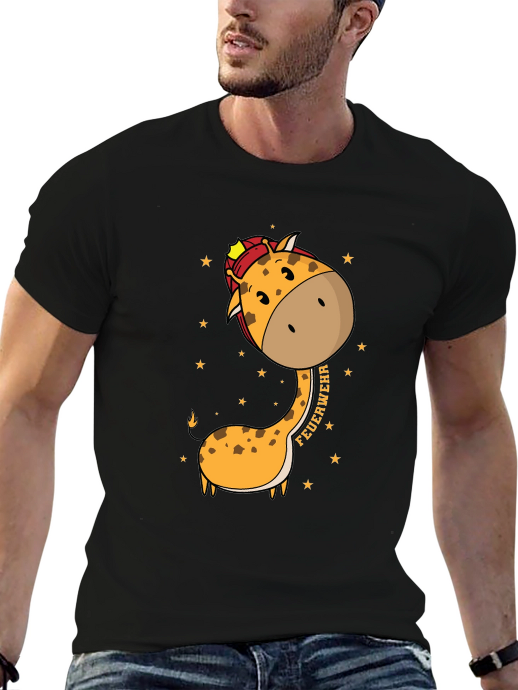 Firefighter Giraffe Graphic T-Shirt