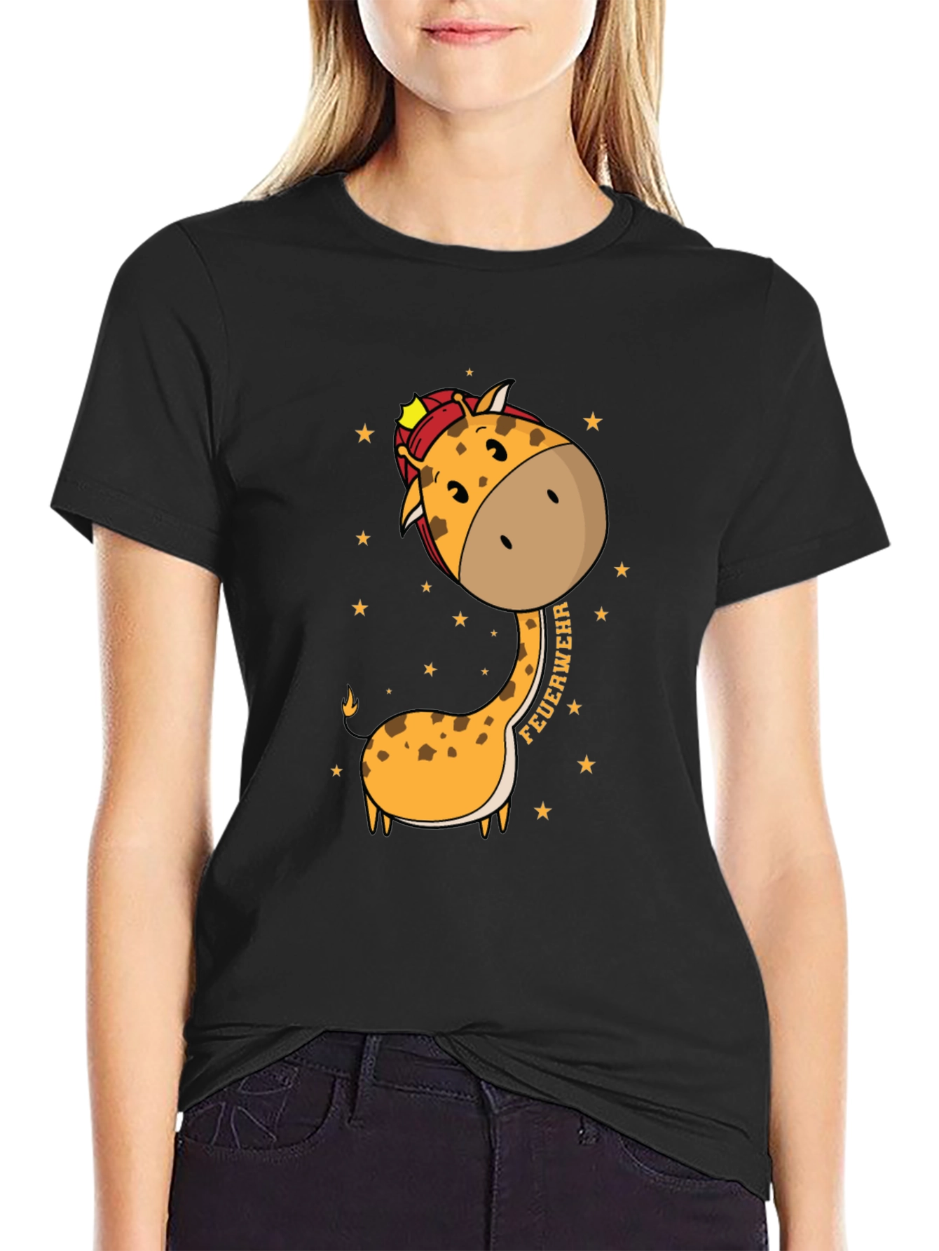 Firefighter Giraffe Graphic T-Shirt