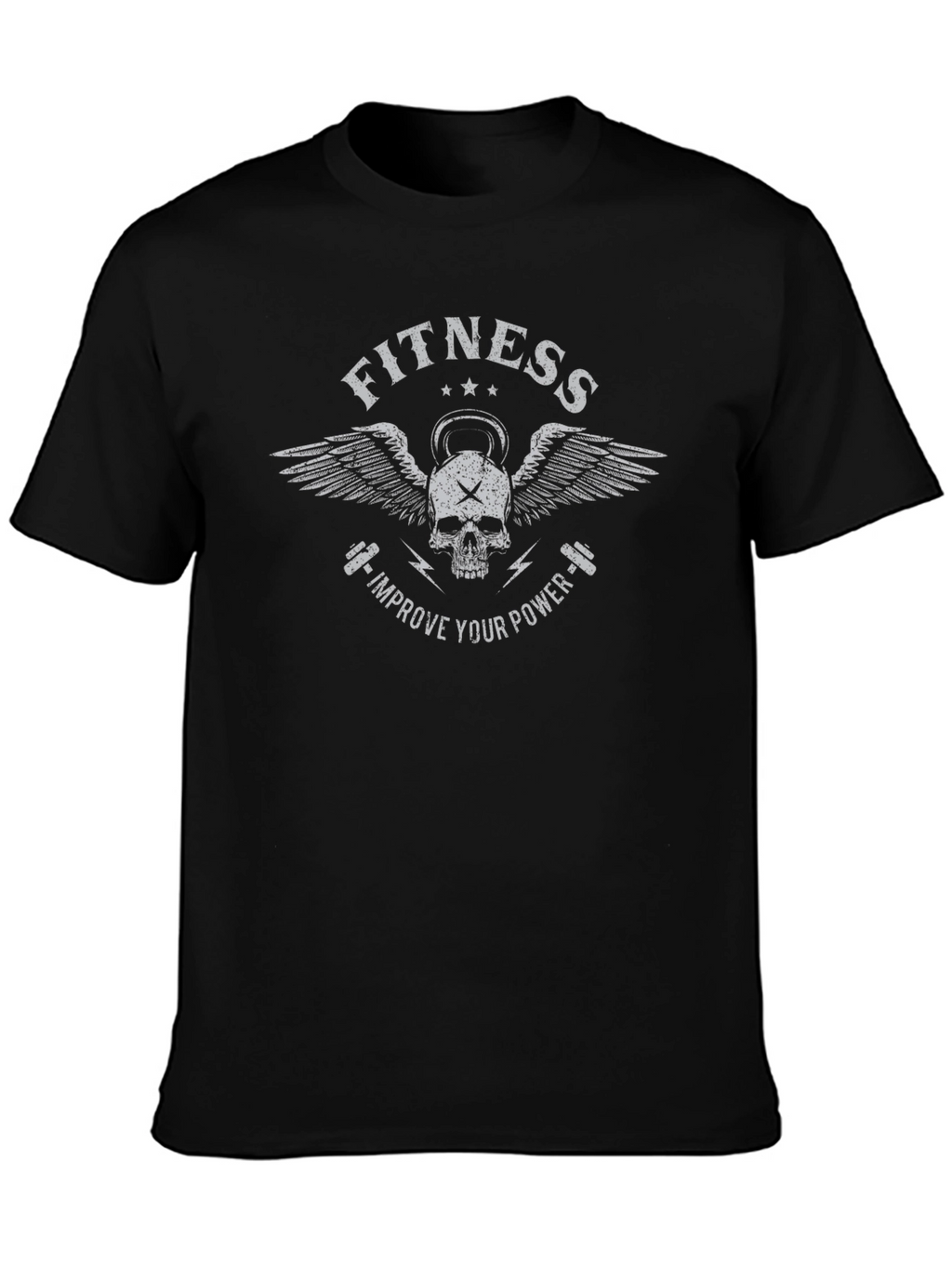 Fitness Skull Graphic Print Black T-Shirt