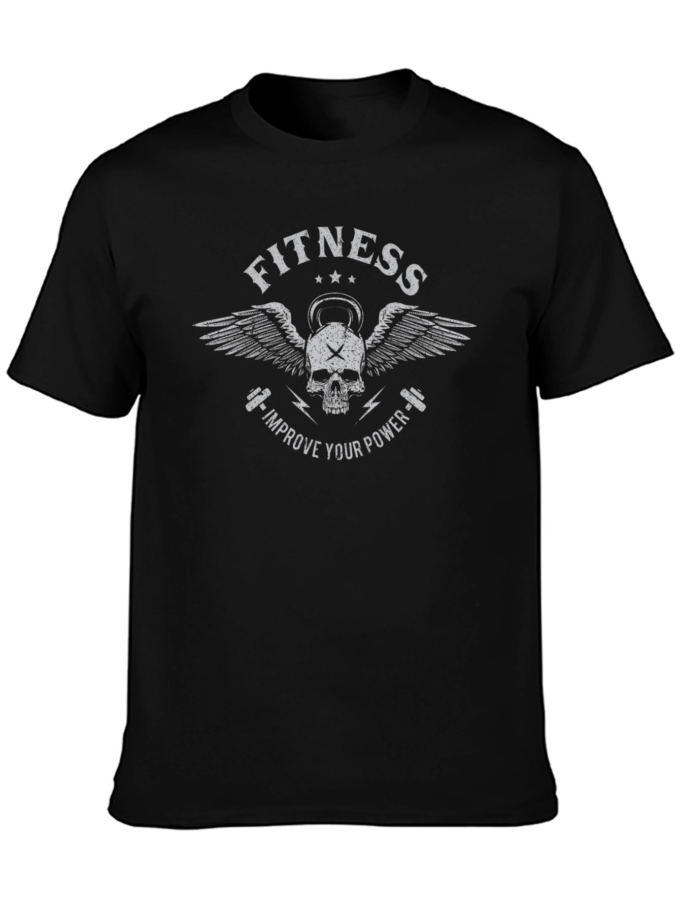 Fitness Skull Graphic Print Black T-Shirt