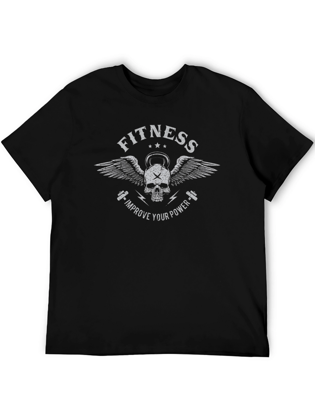 Fitness Skull Graphic Print Black T-Shirt