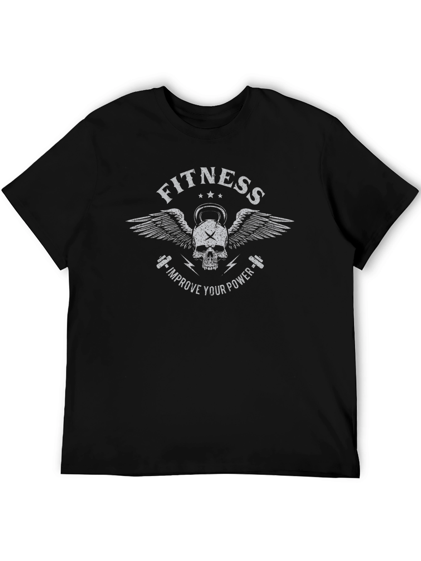 Fitness Skull Graphic Print Black T-Shirt