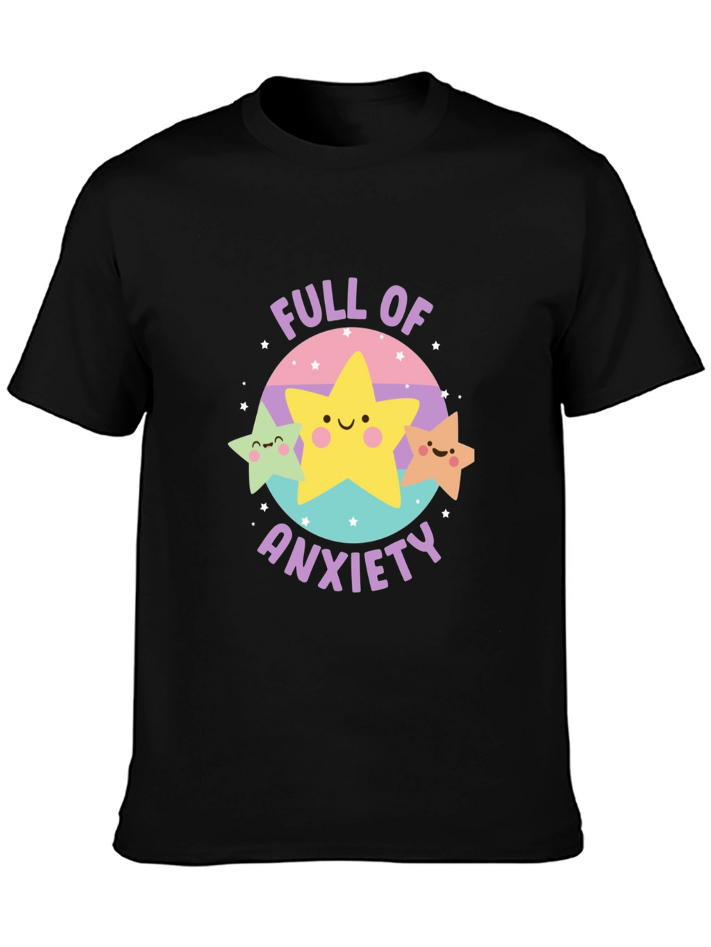 Anxiety Stars Graphic Tee - Black Crew Neck