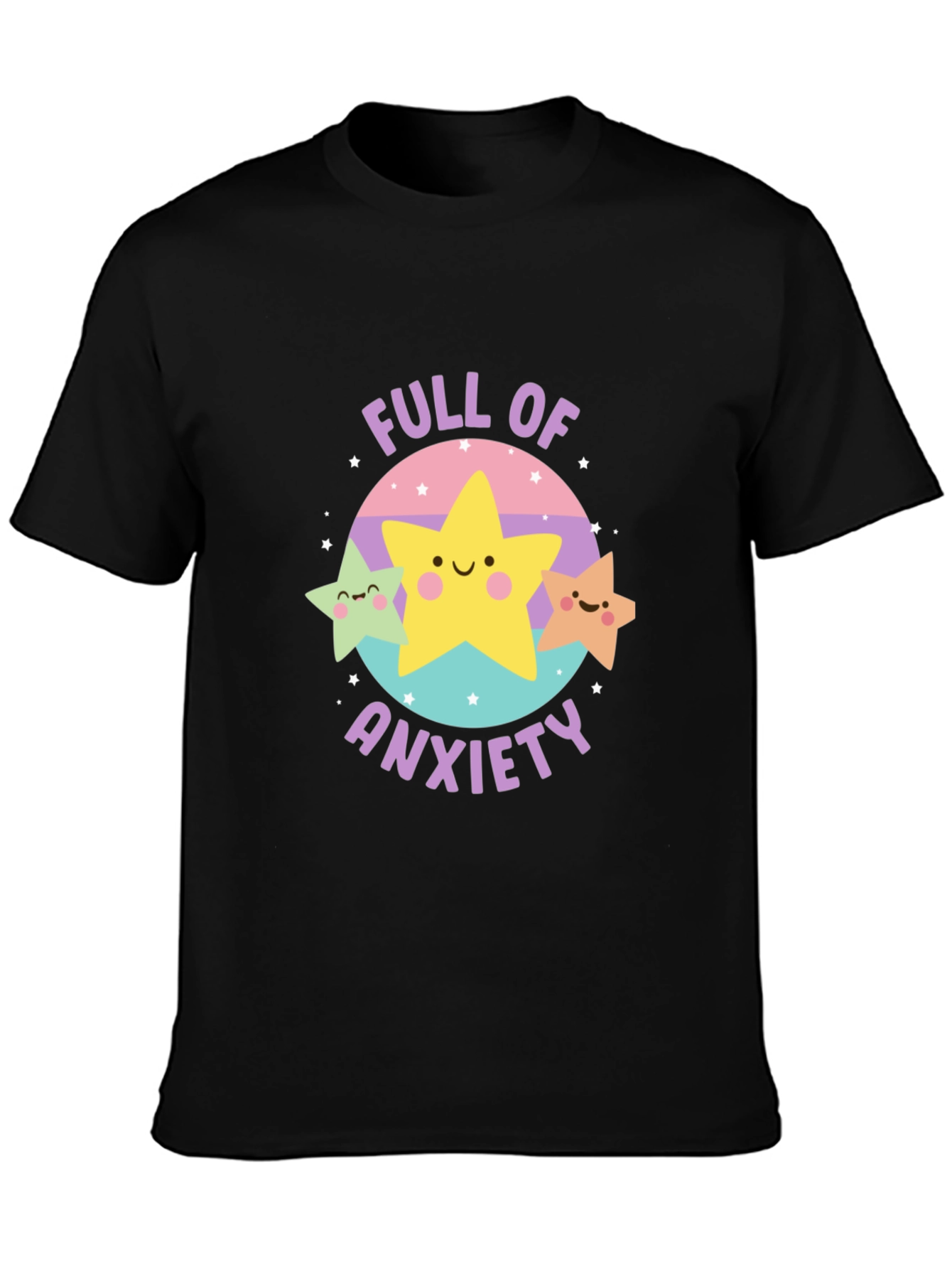 Anxiety Stars Graphic Tee - Black Crew Neck